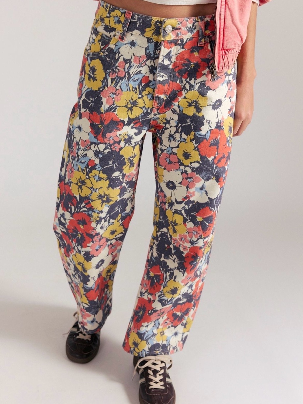 We The Free people boyfriend low slung trance floral print barrel jean